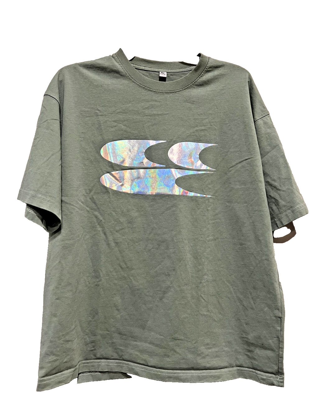 Crying Center Classic Holographic Logo Couple's Unisex Oversize T-shirt XS